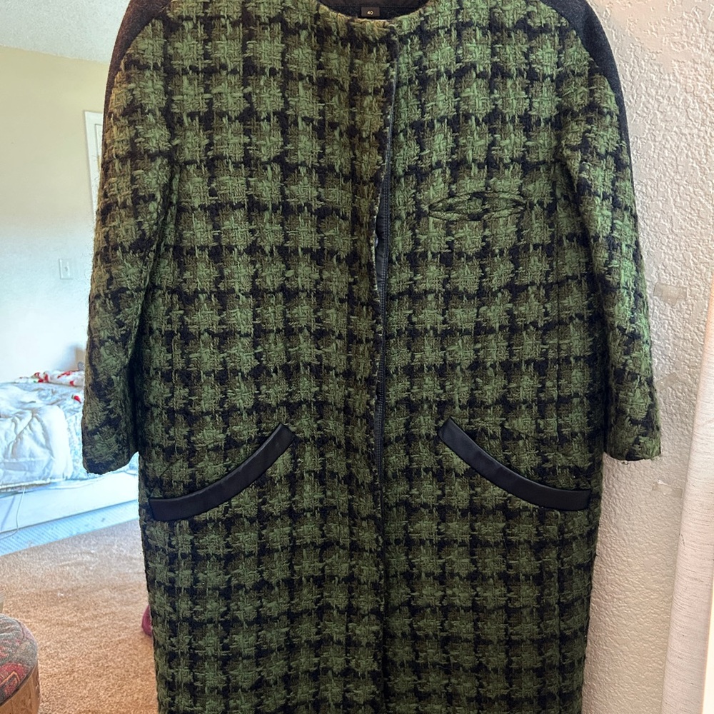 Green and Black Women's Coat